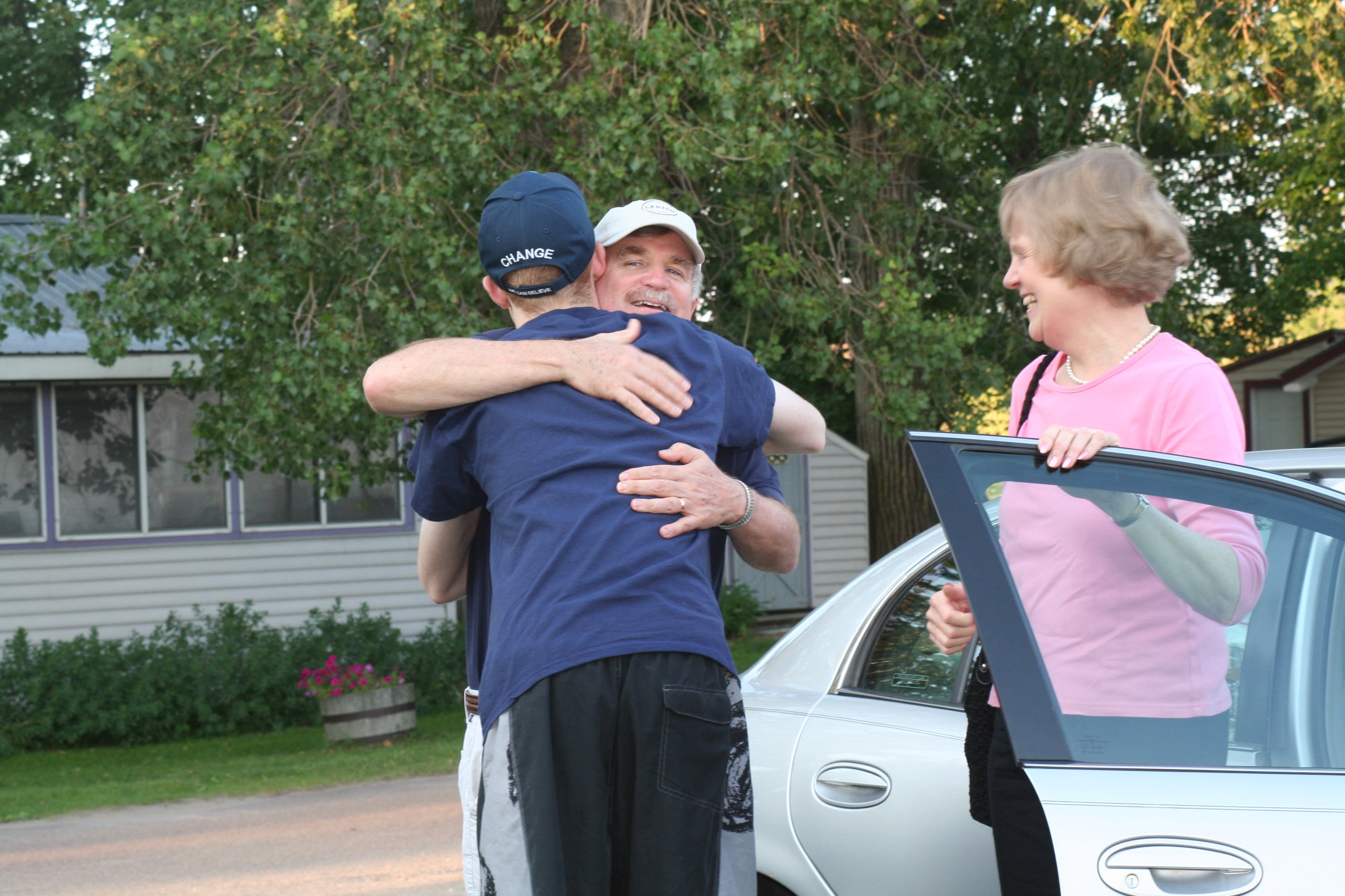 Family reunion embrace